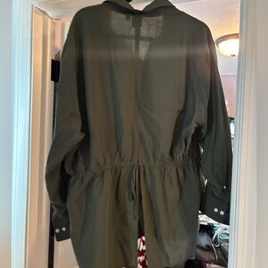 Olive green blouse fitted waist
